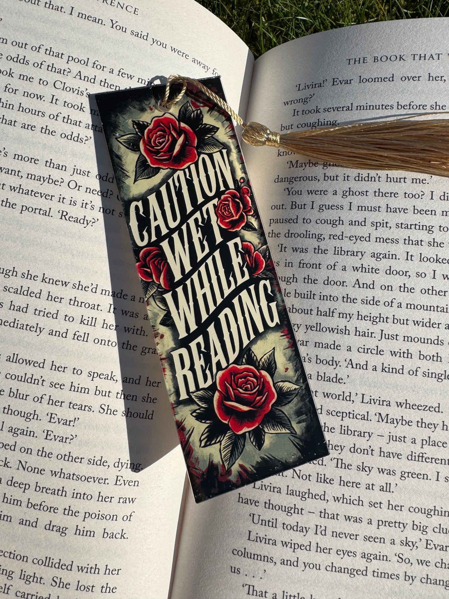 Caution Wet While Reading Bookmark