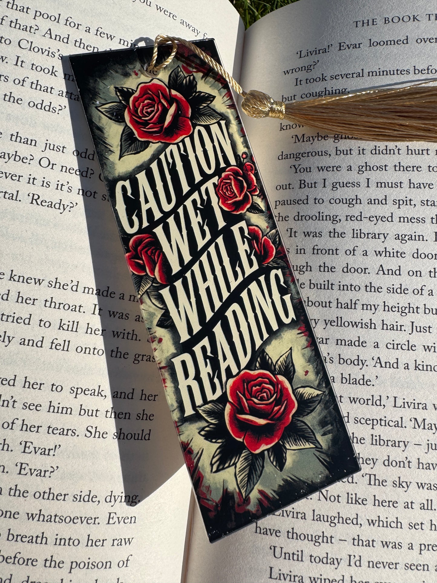Caution Wet While Reading Bookmark