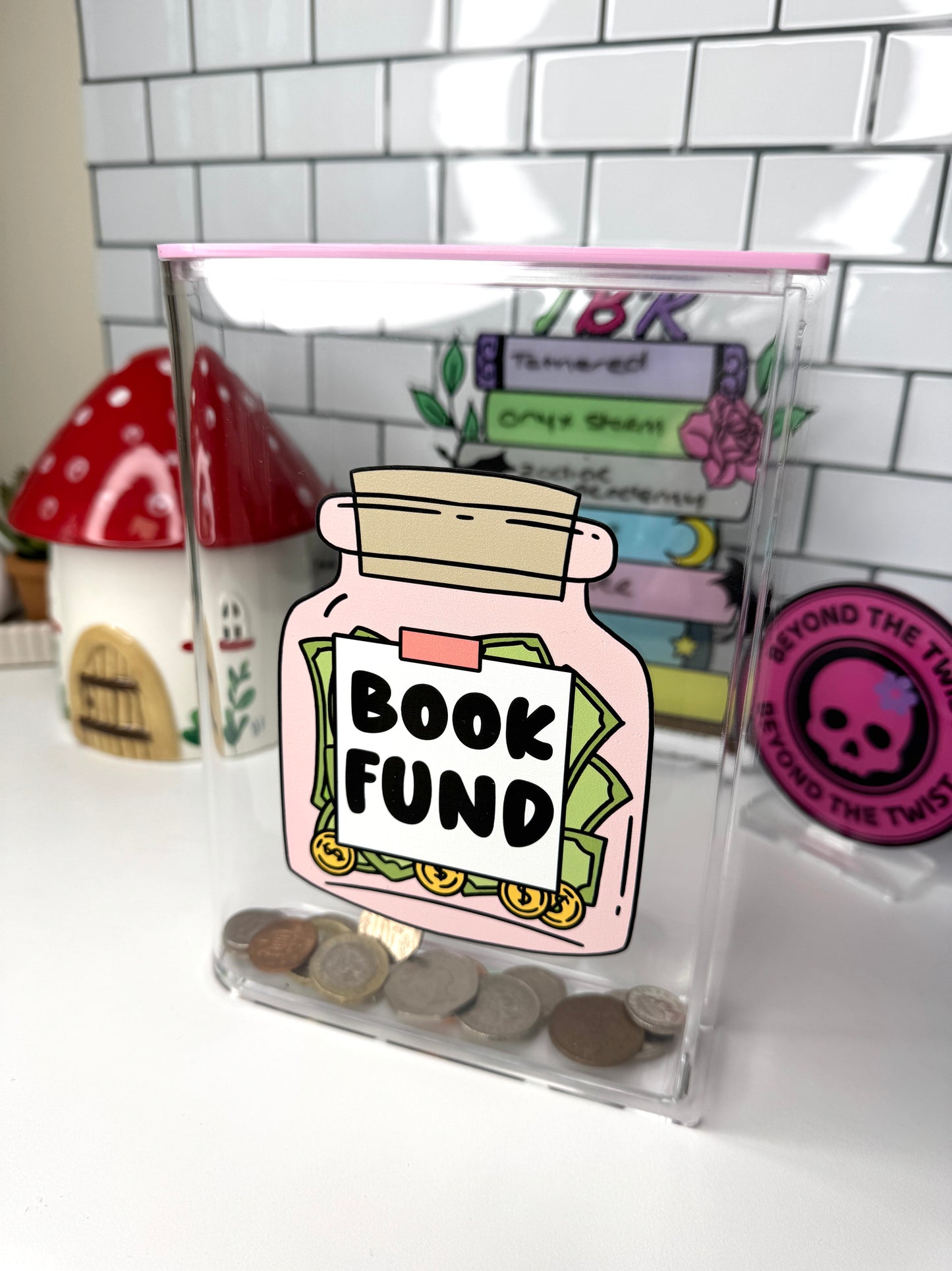 Book Fund Acrylic Money Box - With Removable Lid