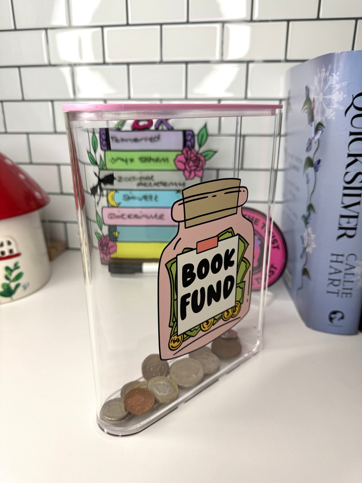 Book Fund Acrylic Money Box - With Removable Lid