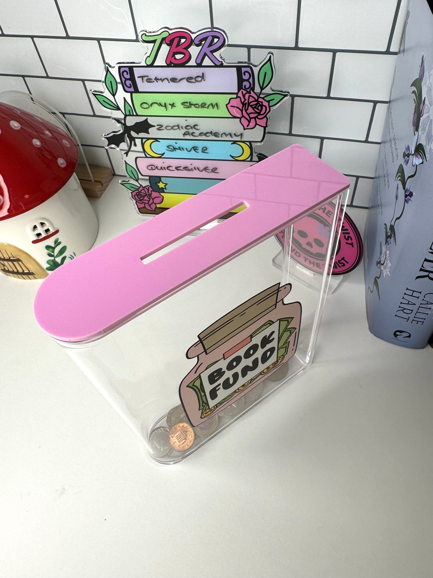 Book Fund Acrylic Money Box - With Removable Lid
