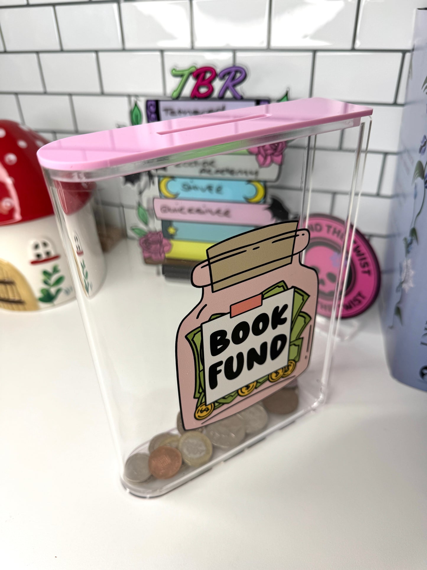 Book Fund Acrylic Money Box - With Removable Lid