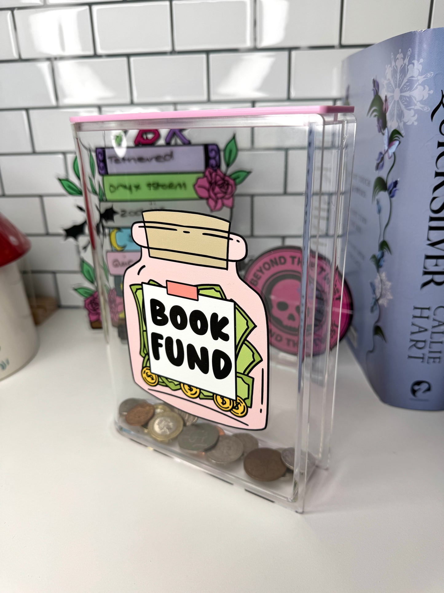 Book Fund Acrylic Money Box - With Removable Lid