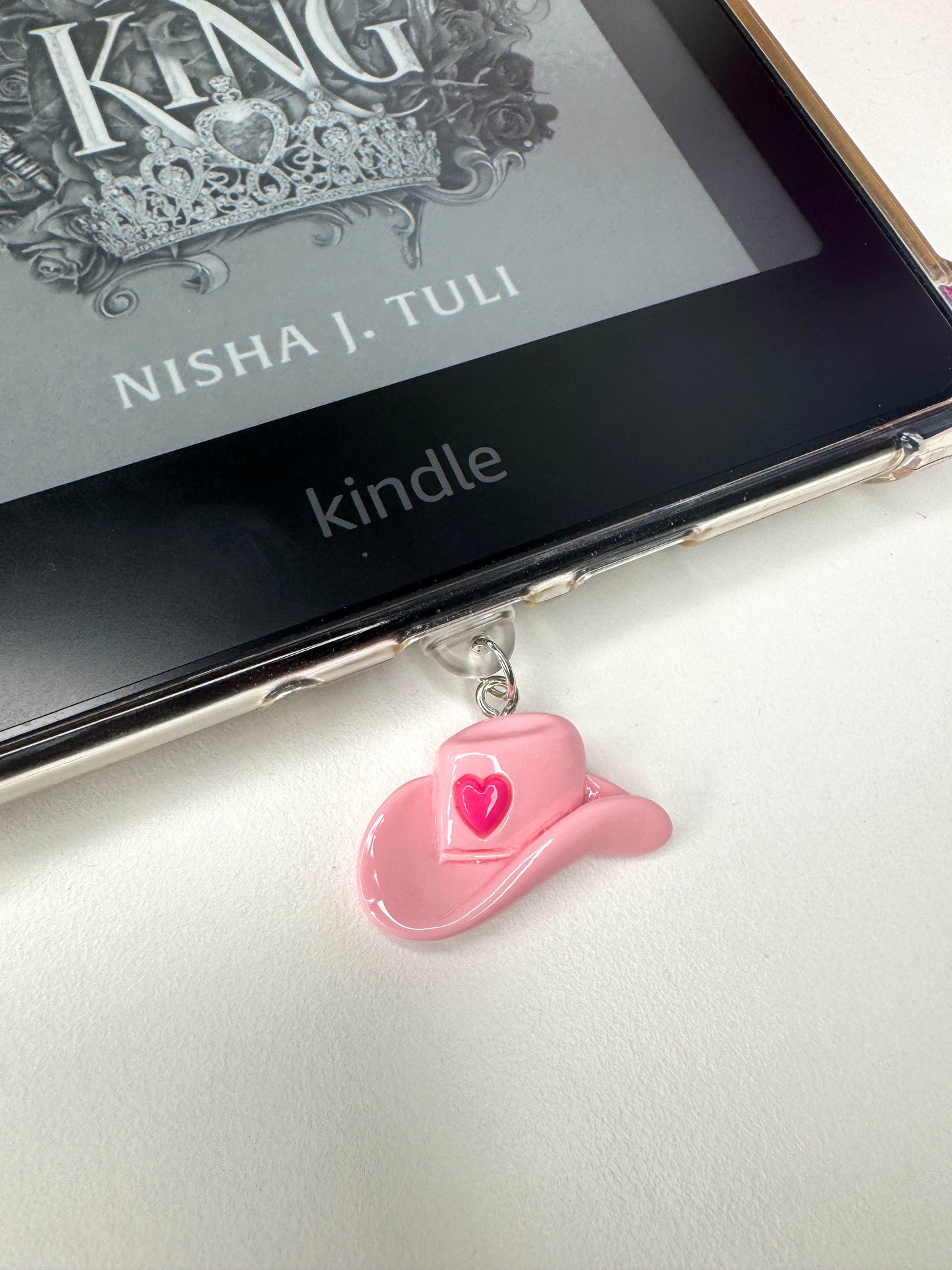 Pink Cowboy Hat eReader Charm Dust Plug