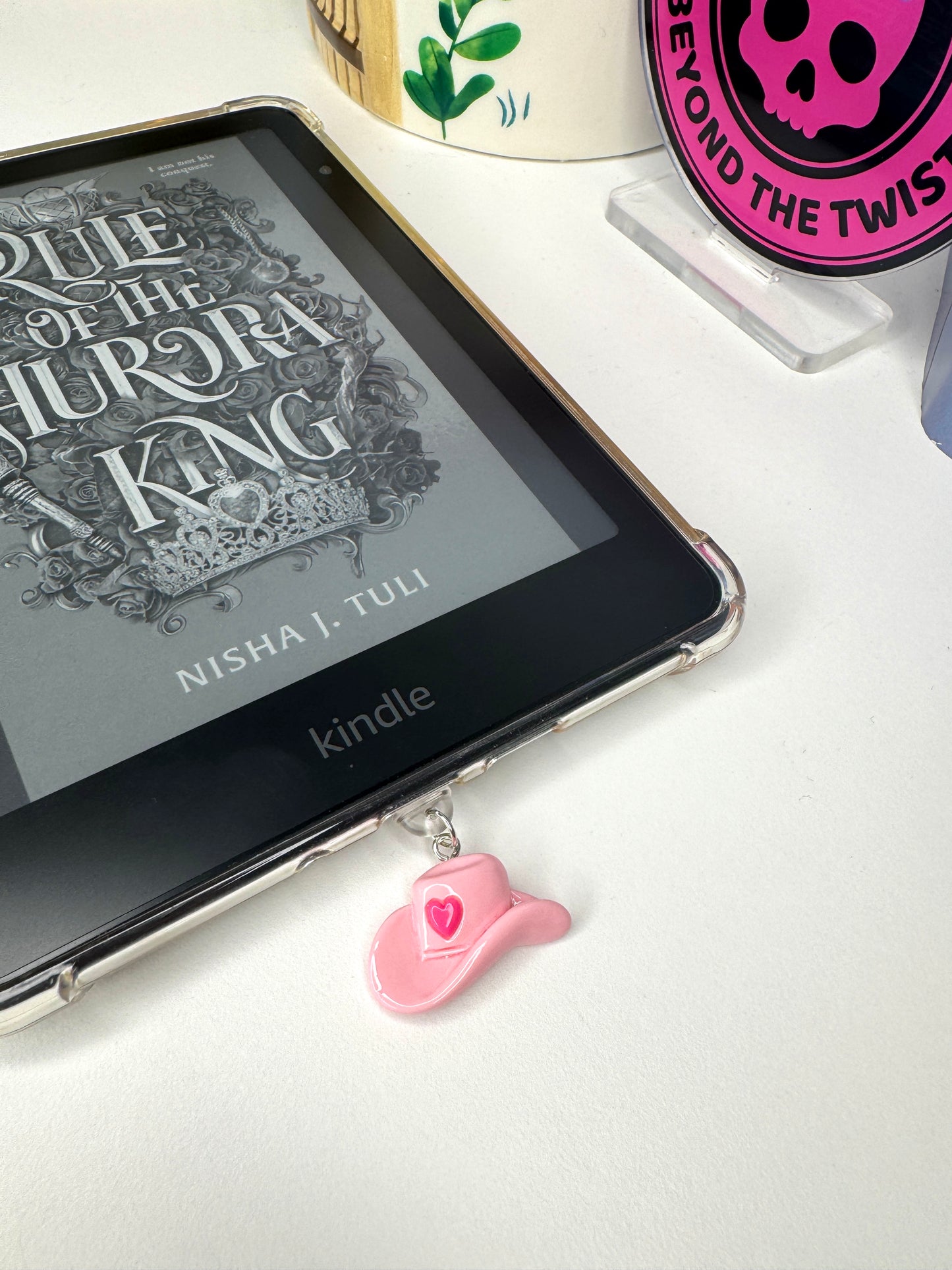 Pink Cowboy Hat eReader Charm Dust Plug