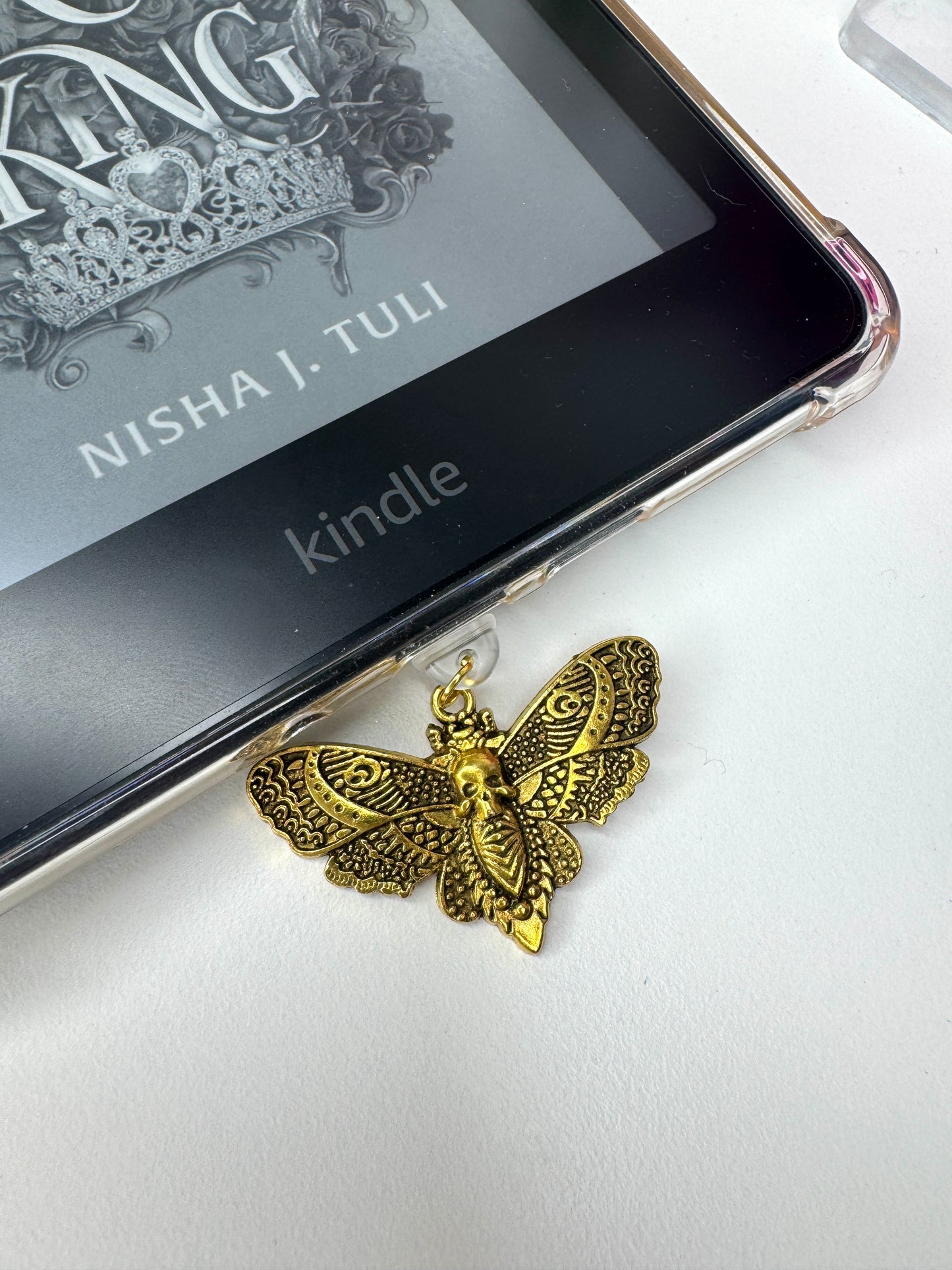 Death Moth Gold eReader Charm Dust Plug