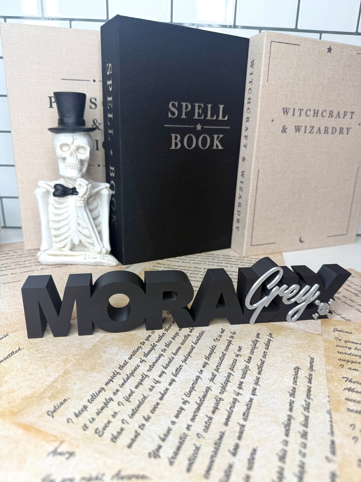 MORALLY GREY SHELF DECOR SIGN