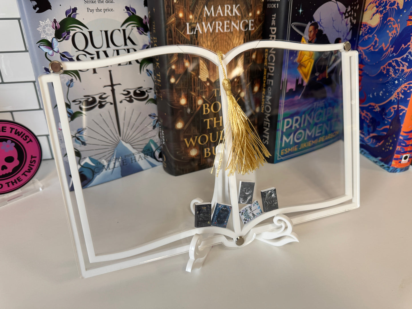"Read Digitally, Never Forgotten" Book Shelf Display