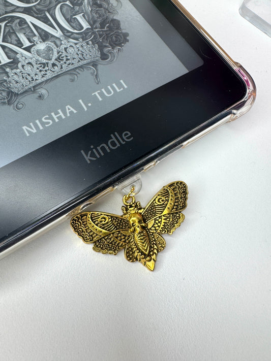Death Moth Gold eReader Charm Dust Plug