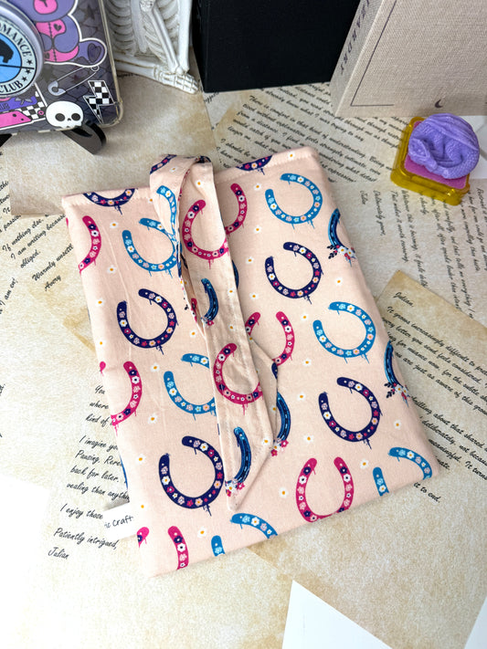 HORSESHOE BOOK/KINDLE SLEEVE - RIBBON TYE CLOSURE