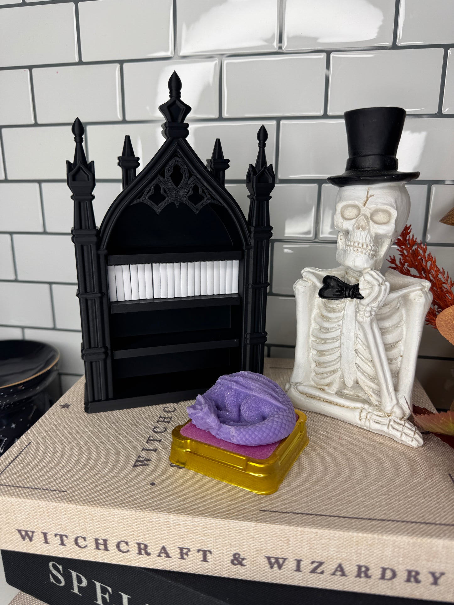 Gothic Mini Bookshelf with 20 Mini Books