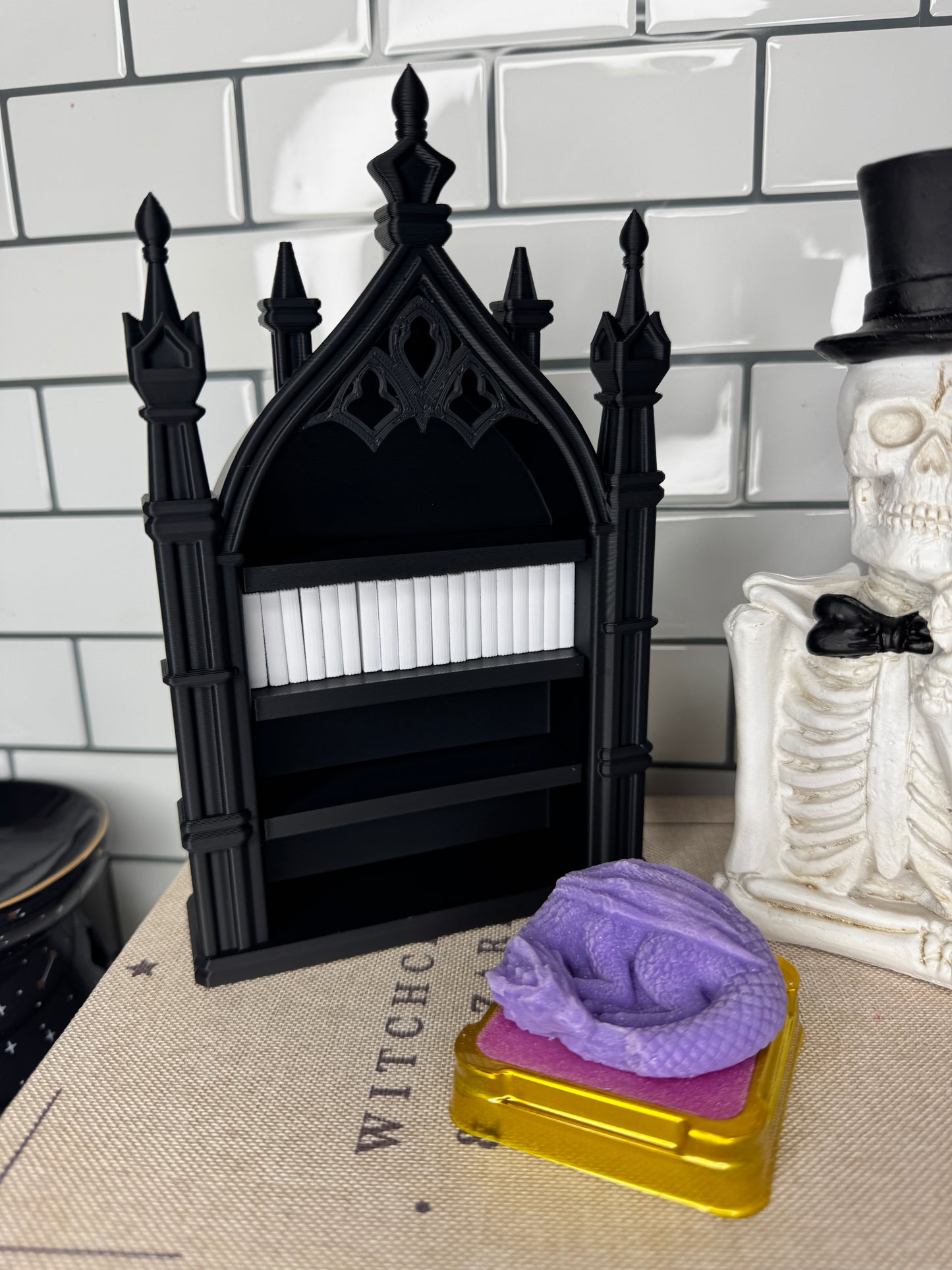 Gothic Mini Bookshelf with 20 Mini Books