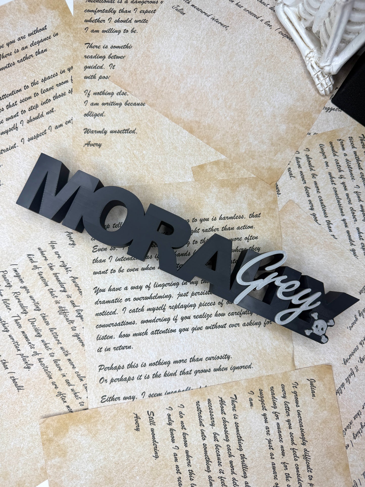 MORALLY GREY SHELF DECOR SIGN