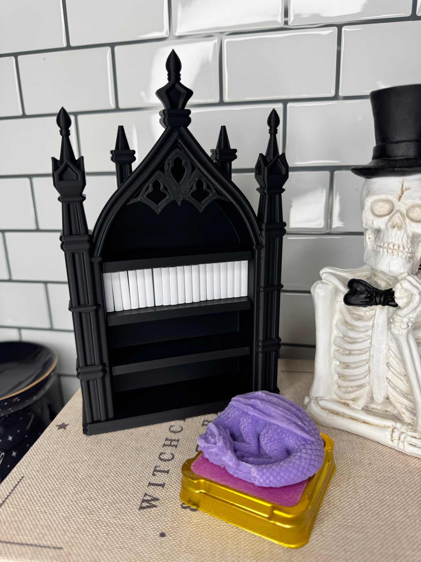 Gothic Mini Bookshelf with 20 Mini Books